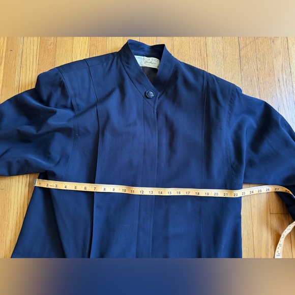 80s Vintage Nina Ricci Navy Blue Wool Trench Style Coat - Picture 7 of 10